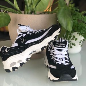 Sketchers D’lites Black and White Sneakers
